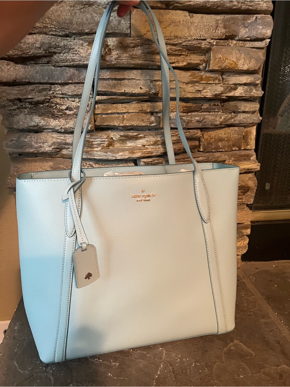 kate spade pastel blue leather tote